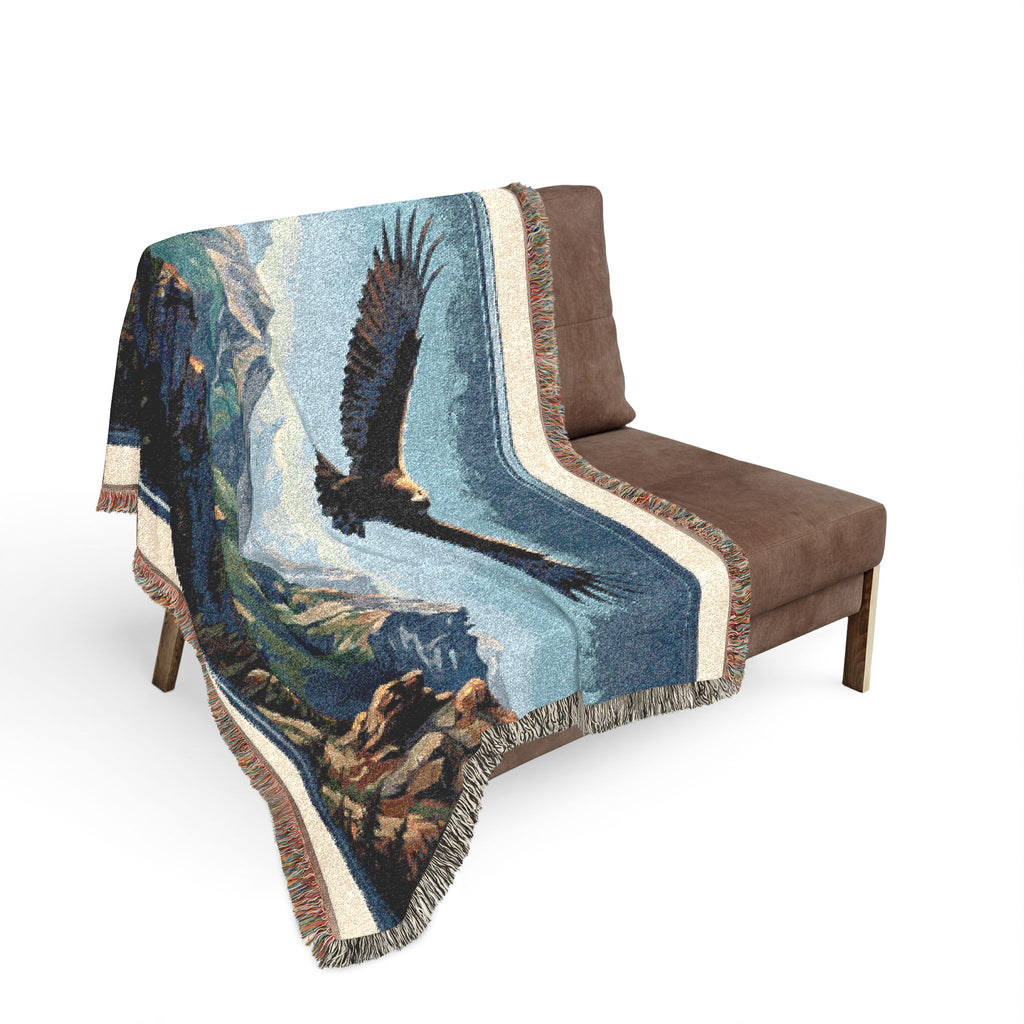 Eagle Mountain Woven Blanket — Scenic Eagle Throw for Cabin & Outdoors