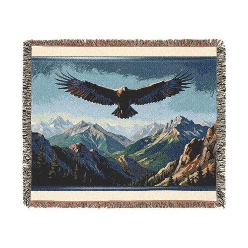 Eagle Mountain Woven Blanket — Scenic Eagle Throw for Cabin & Outdoors