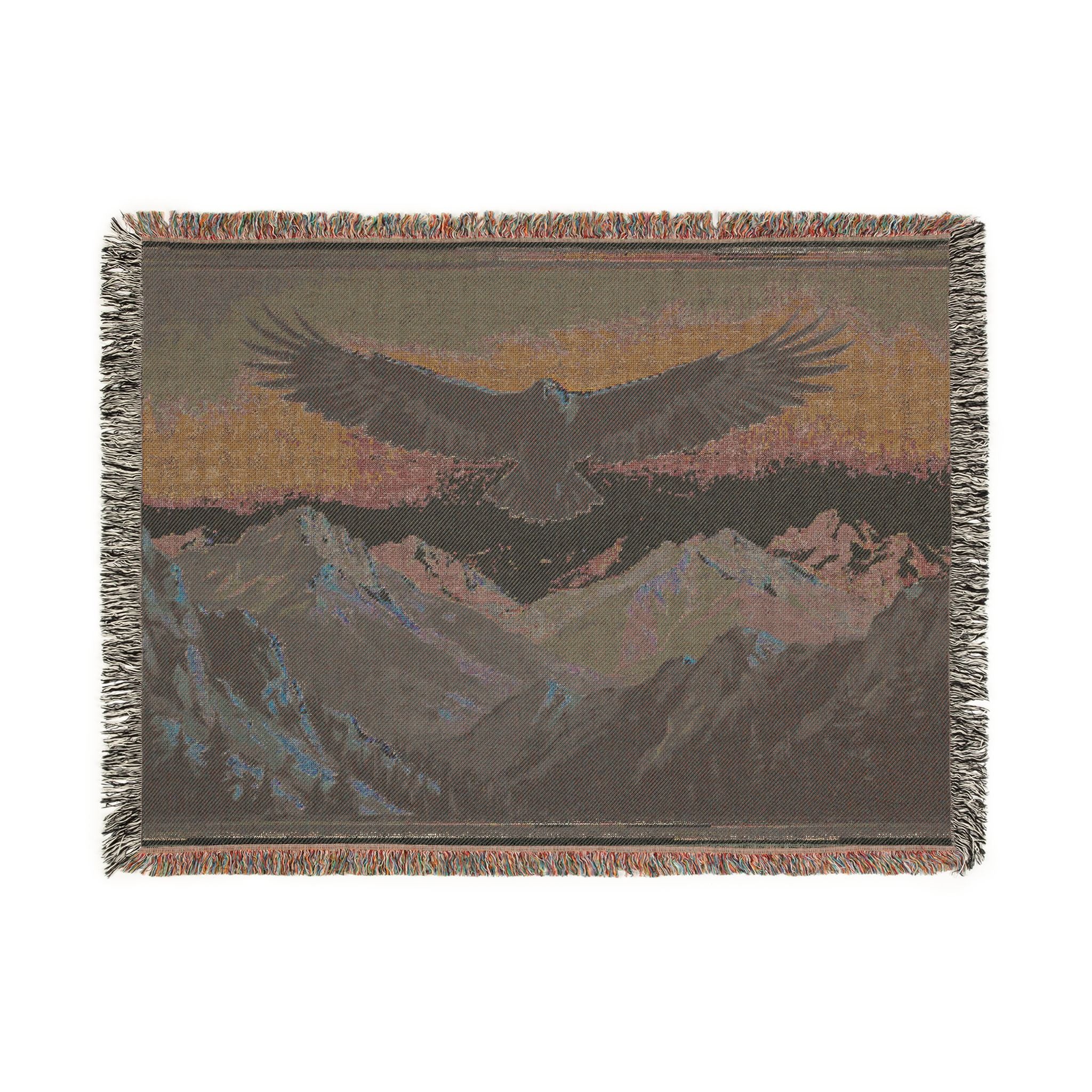 Eagle Mountain Woven Blanket — Scenic Eagle Throw for Cabin & Outdoors