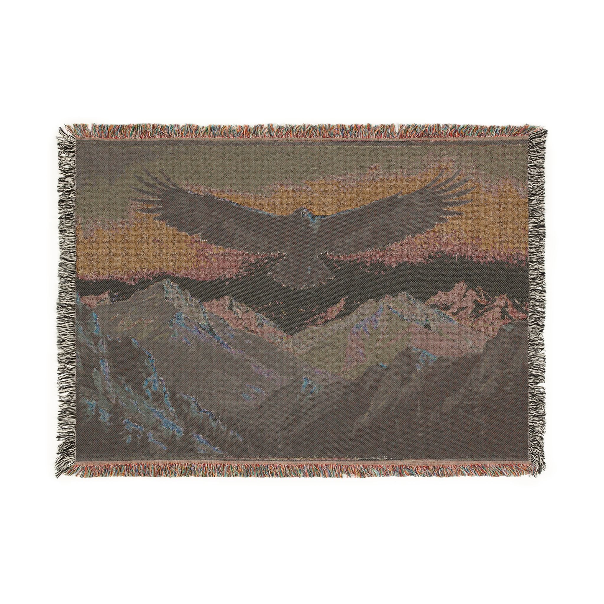 Eagle Mountain Woven Blanket — Scenic Eagle Throw for Cabin & Outdoors