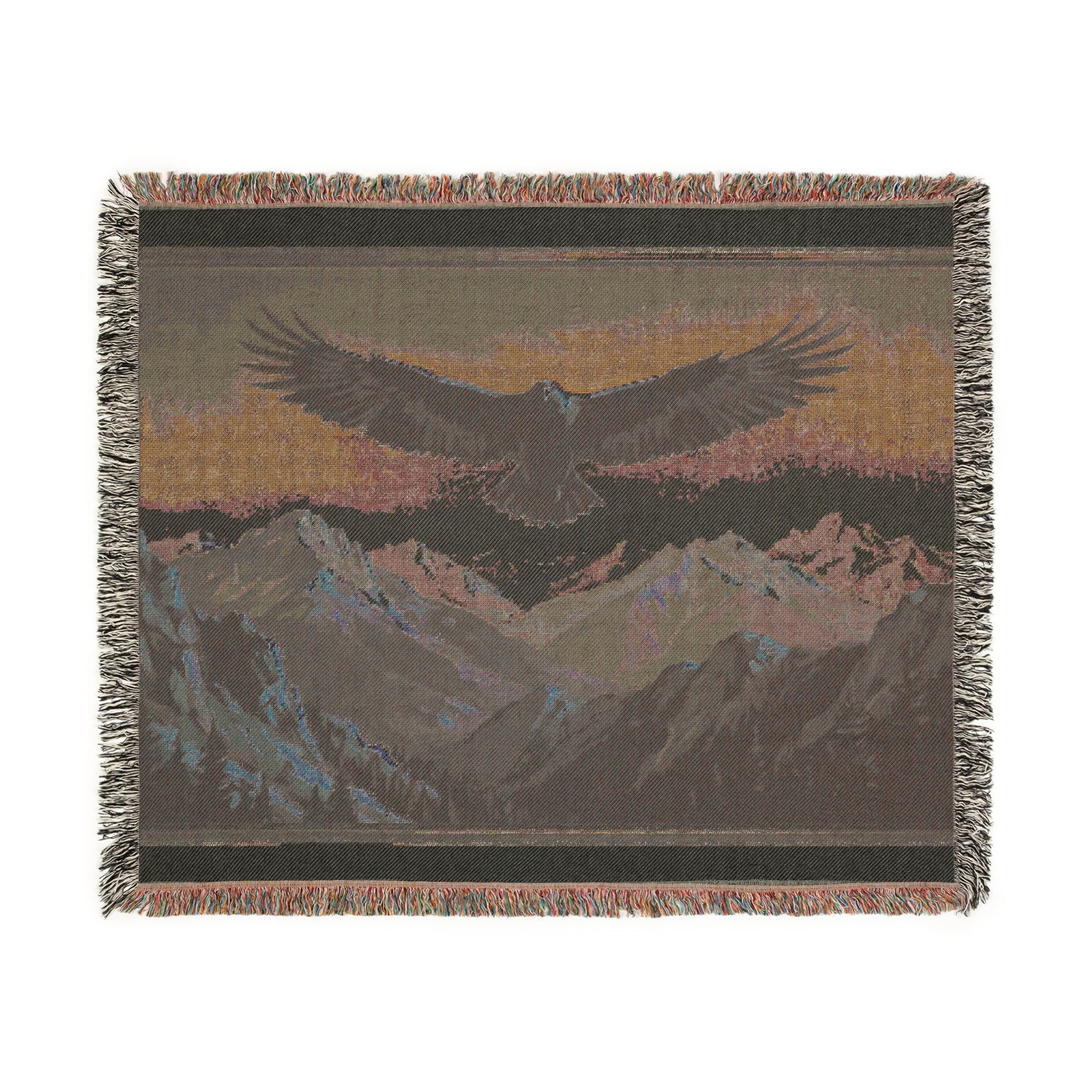 Eagle Mountain Woven Blanket — Scenic Eagle Throw for Cabin & Outdoors