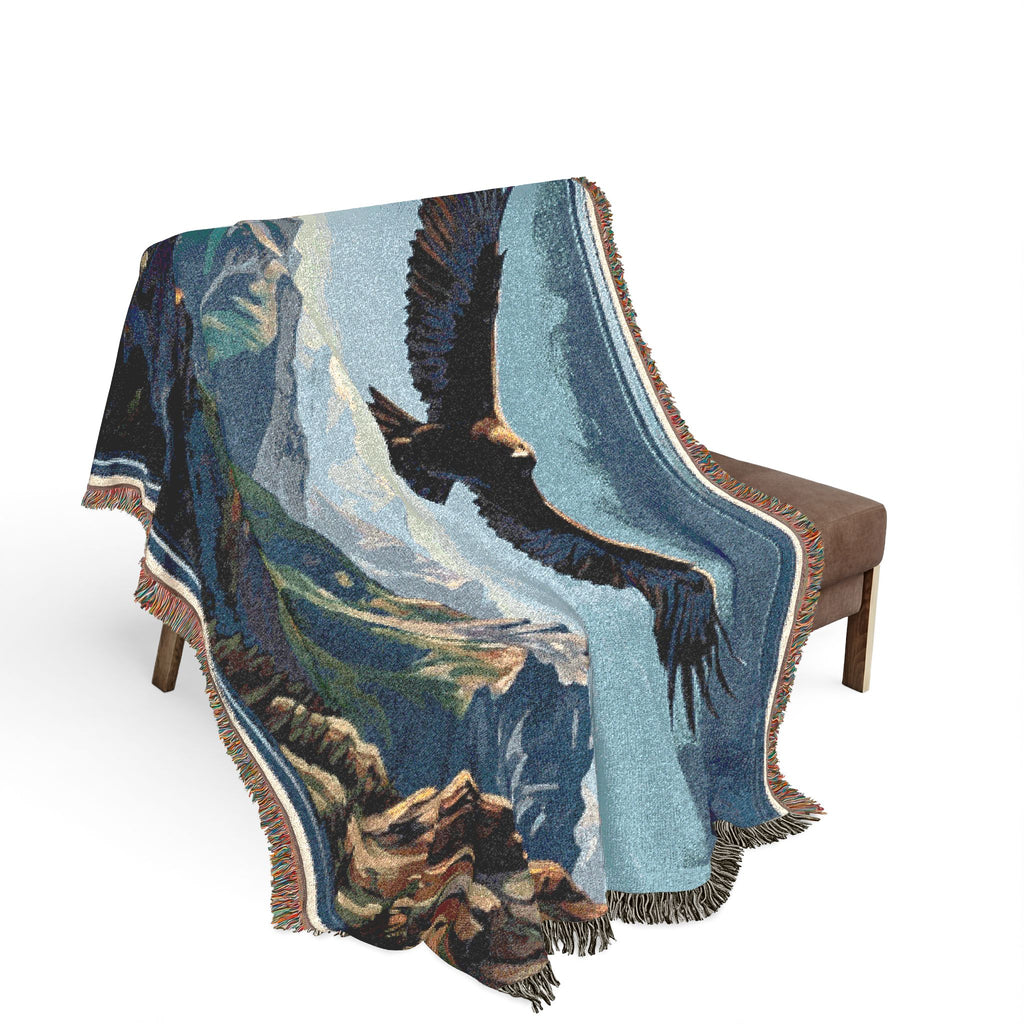 Eagle Mountain Woven Blanket — Scenic Eagle Throw for Cabin & Outdoors
